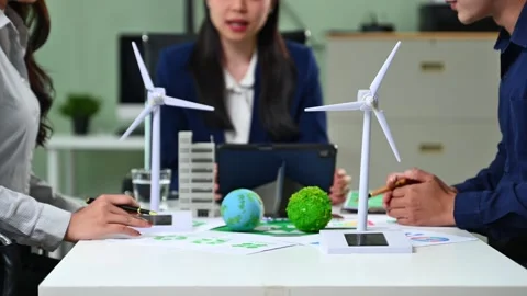 Business team working virtual modern smartphone to reduce CO2 emissions car.. Stock Footage 312442785