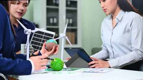 Business team working virtual modern smartphone to reduce CO2 emissions car.. Stock Footage 312848317