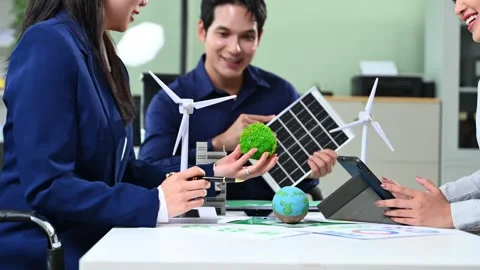 Business team working virtual modern smartphone to reduce CO2 emissions car.. Stock Footage 312848370