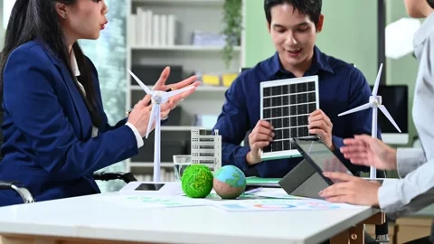 Business team working virtual modern smartphone to reduce CO2 emissions car.. Stock Footage 312848371