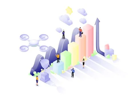 Business Teamwork and Performance Statistics Stock Illustration