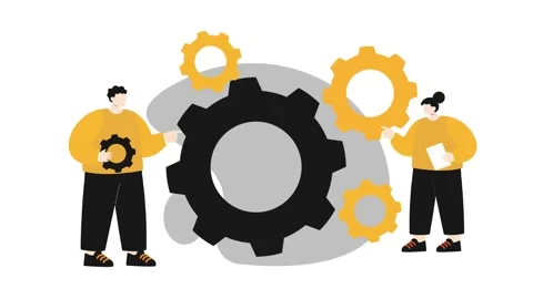 Business Teamwork and Process Illustration,Characters collaborating 2D animation Stock Footage 341844044