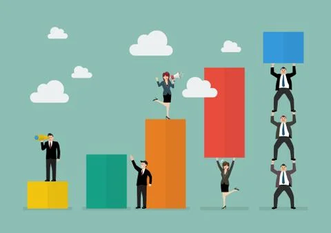 Business teamwork with bar chart イラスト素材