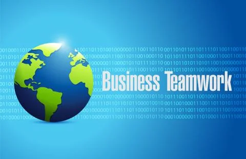 Business teamwork binary globe sign concept Stock Illustration
