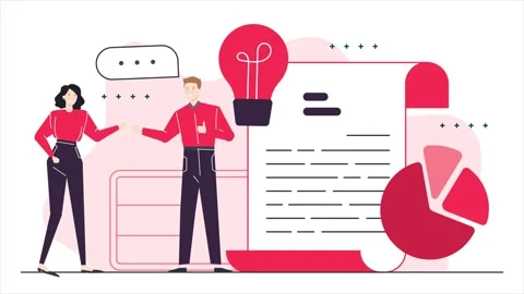 Business teamwork brainstorming to solve the problem animated illustration video Vidéo 280652631