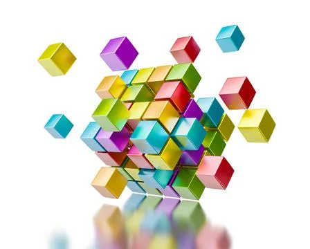 Business teamwork collaboration communication concept colorful color cubes Illustrazione stock