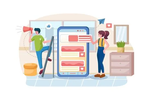 Business teamwork concept. Application development and social media concept. 스톡 일러스트
