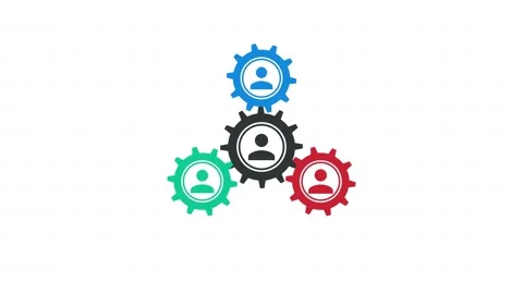 Business Teamwork Concept with Interlocking People Gear Icons Stock Footage 344034443