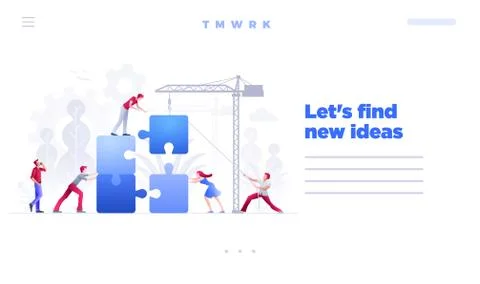 Business teamwork concept vector web site page template Stock Illustration