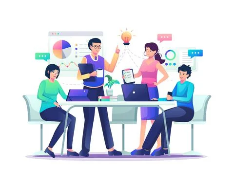 Business Teamwork Flat Vector Illustration Stock Illustration