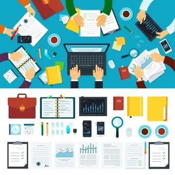 Business teamwork over the project Stock Illustration