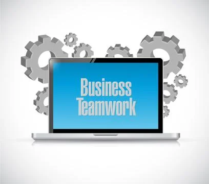 Business teamwork tech computer sign Illustrazione stock