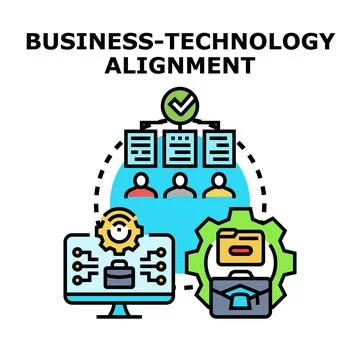 Business technology aligning for successful strategy and development Stock Illustration