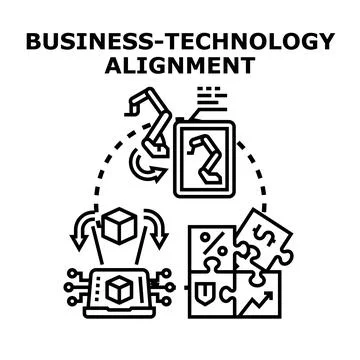 Business technology alignment integrating strategy and innovation Stock Illustration