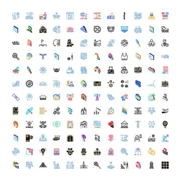 Business, technology, and diverse activity icons set Illustrazione stock
