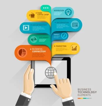 Business technology bubble speech template style. Vector illustration. Illustrazione stock