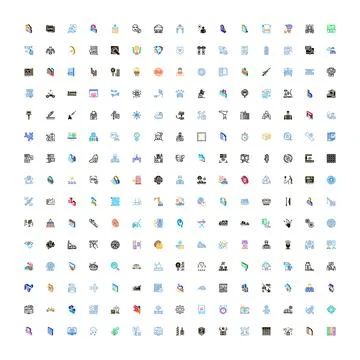 Business technology communication global strategy flat design icon set 스톡 일러스트