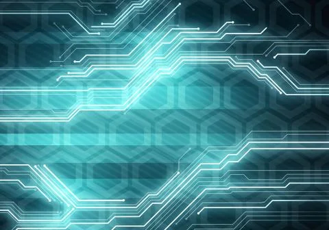 Business technology concept with chip on hexagonal background Stock Illustration