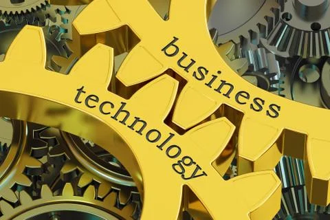 Business Technology concept on the gearwheels, 3D rendering Stockillustratie
