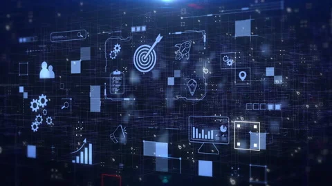 Business technology concepts showcasing digital data in cyber environment Stock Footage 316163423