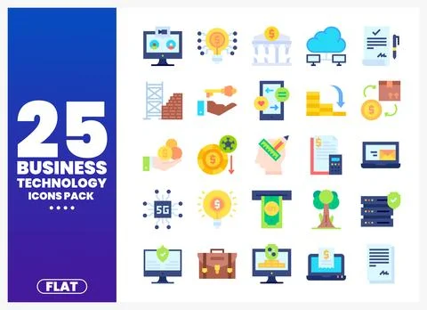 Business Technology Flat Icons Pack Stockillustratie