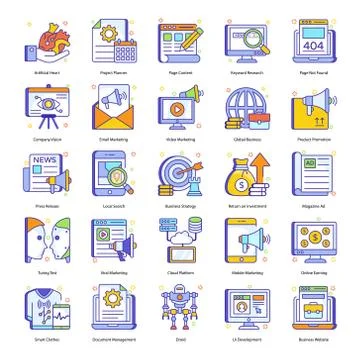 Business Technology in Flat Style Pack Stockillustratie