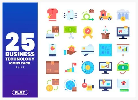 Business technology icons in flat design. presented on a white background Stock Illustration