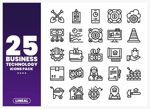 Business technology icons pack for digital presentation and web design Stock Illustration
