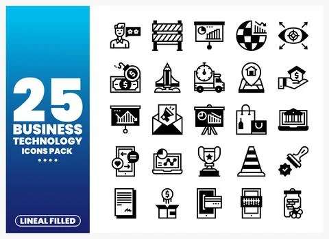 Business Technology Icons Pack featuring icons for growth and finance Stock Illustration