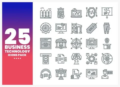 Business Technology Icons Pack Stock Illustration