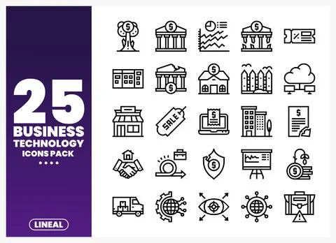 Business Technology Icons Pack Stock Illustration