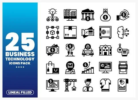 Business Technology Icons Pack Stock Illustration