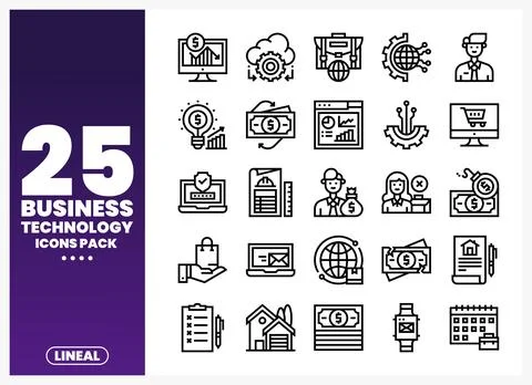 Business Technology Icons Pack Stock Illustration