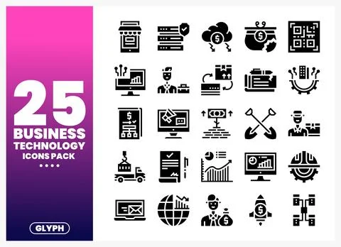 Business Technology Icons Pack Illustrazione stock