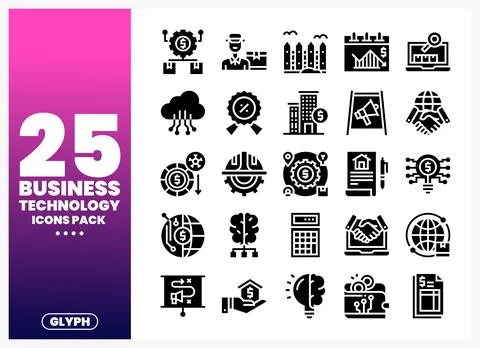 Business Technology Icons Pack Stock Illustration