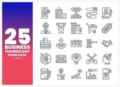 Business Technology Icons Pack Stock Illustration