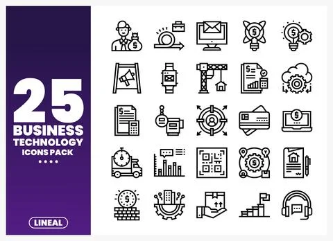 Business Technology Icons Pack Illustrazione stock