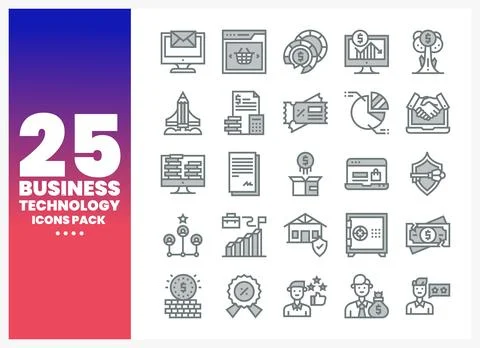 Business Technology Icons Pack Stock Illustration