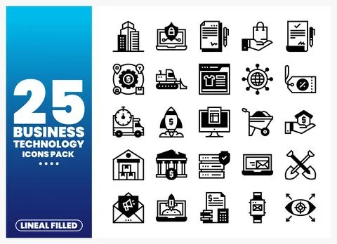 Business Technology Icons Pack Stock Illustration