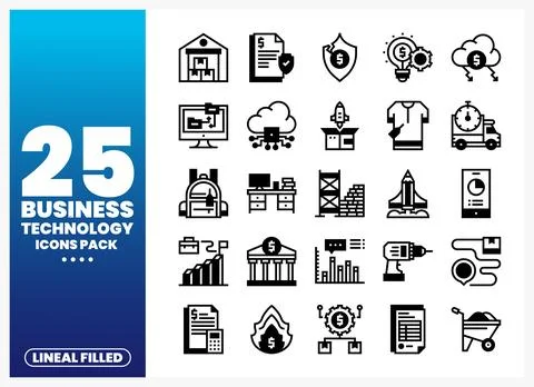 Business Technology Icons Pack Stock Illustration