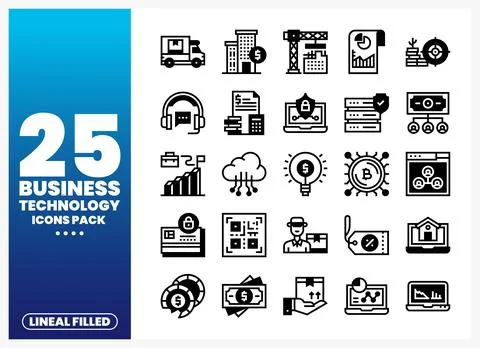 Business Technology Icons Pack Set. Vector Graphics Ilustración de archivo