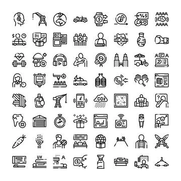 Business technology innovation user interface application vector icons Stock Illustration