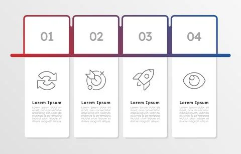 Business technology integration blue gradient infographic 4 steps Stock Illustration