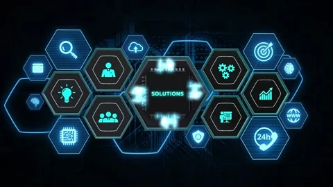 Business, Technology, Internet and network concept.  virtual screen of the fu Stock Footage 153421423