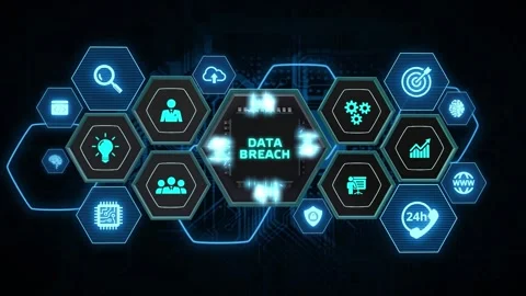 Business, Technology, Internet and network concept. Data breach Stock Footage 153421465