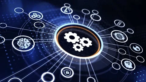 Business, Technology, Internet and network concept. Automation Software Techn Vídeo Stock 185339544