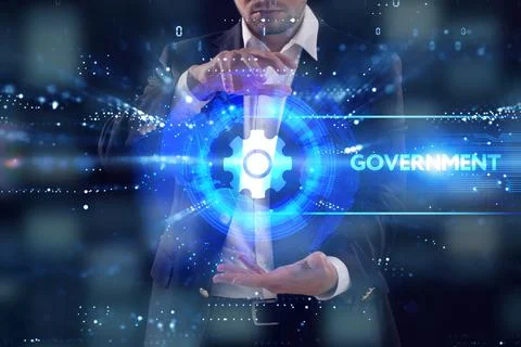 Business, Technology, Internet and network concept. Young businessman working Stock Photos