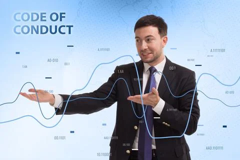 Business, Technology, Internet and network concept. Young businessman working Stock Photos