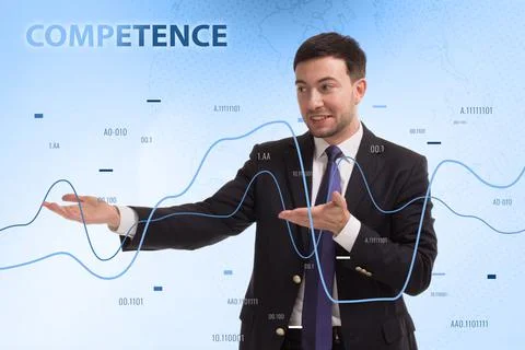 Business, Technology, Internet and network concept. Young businessman working Stock Photos