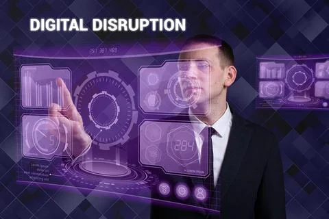 Business, Technology, Internet and network concept. Young businessman working Stock Photos